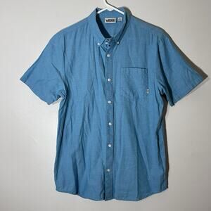 Vans Off The Wall Short Sleeve Button Down Shirt Mens S Light Blue